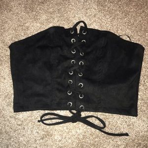 Black Lace-up Tube Top
